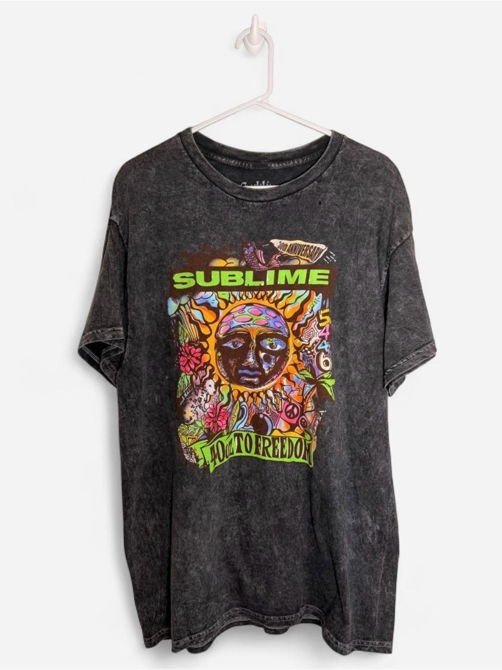 Sublime charcoal gray colorful graphic tee shirt